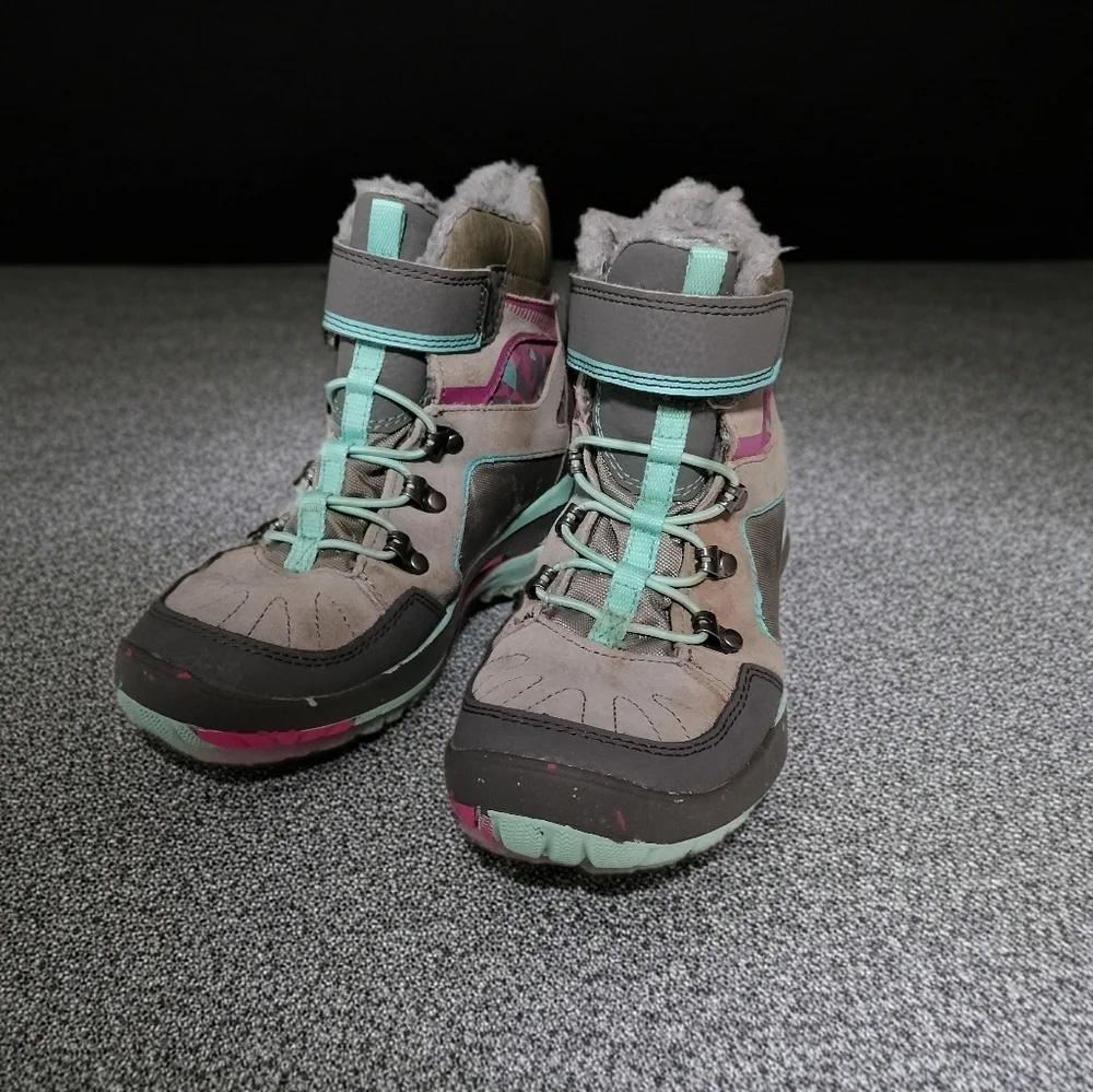 Merrell Select Dry Gray, Pink & Aqua Winter Boots YouthGirls Sz 4M Youth Hiking